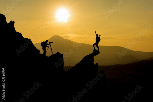 photographer and brave model working concept