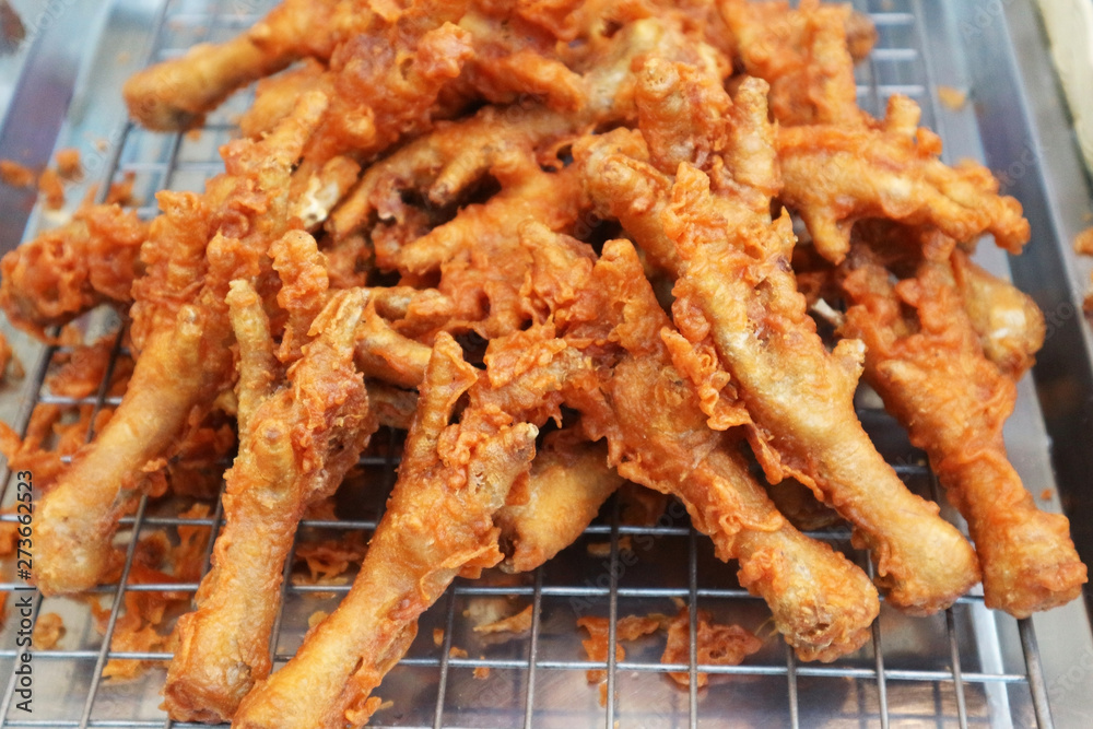 Crispy Deep Fried Chicken Feet - Popular Thai Street Food Crispy Deep Fried Chicken Feet - Popular Thai Street Food
