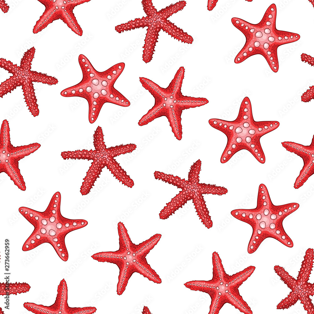 Marine tropical seamless pattern with starfishes Marine tropical seamless pattern with starfishes