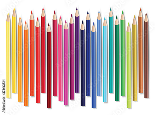 Vector set of colored pencils. Crayons isolated on white background