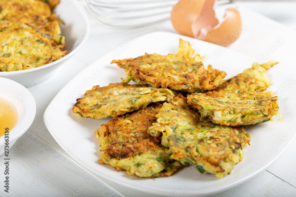 Traditional Turkish/Greek meal; Zucchini mucver Traditional Turkish/Greek meal; Zucchini mucver