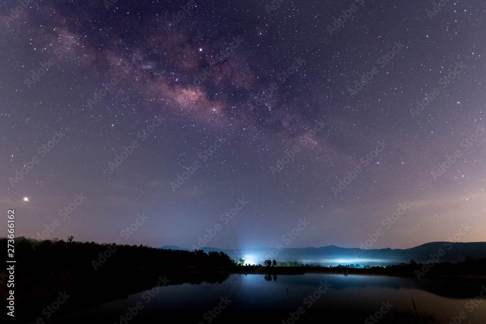 Fototapeta premium Night landscape image with Milky Way