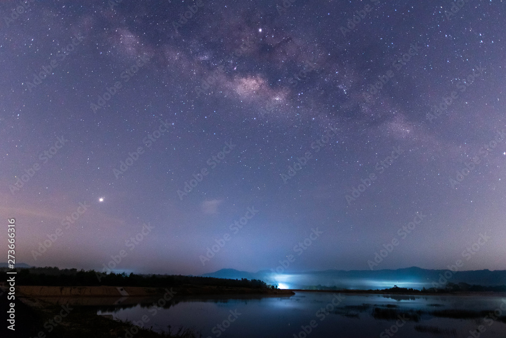 Night landscape image with Milky Way