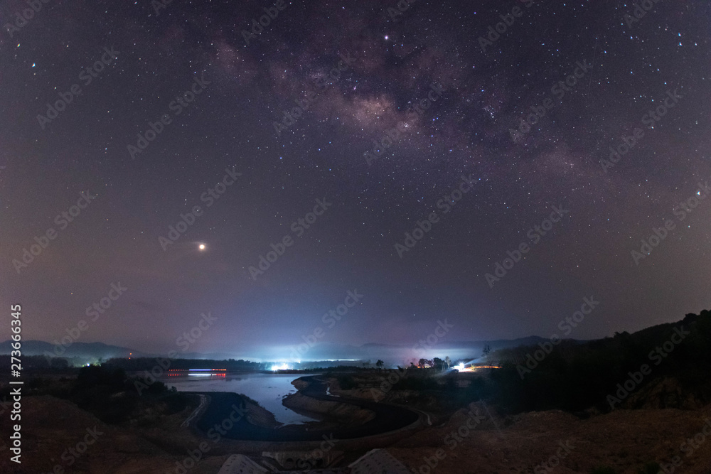 Night landscape image with Milky Way