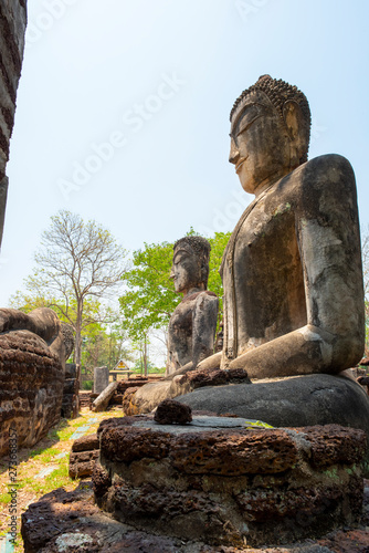 Buddha statue made Made from cement  in World heritage Kamphaeng Phet historical park  Thailand