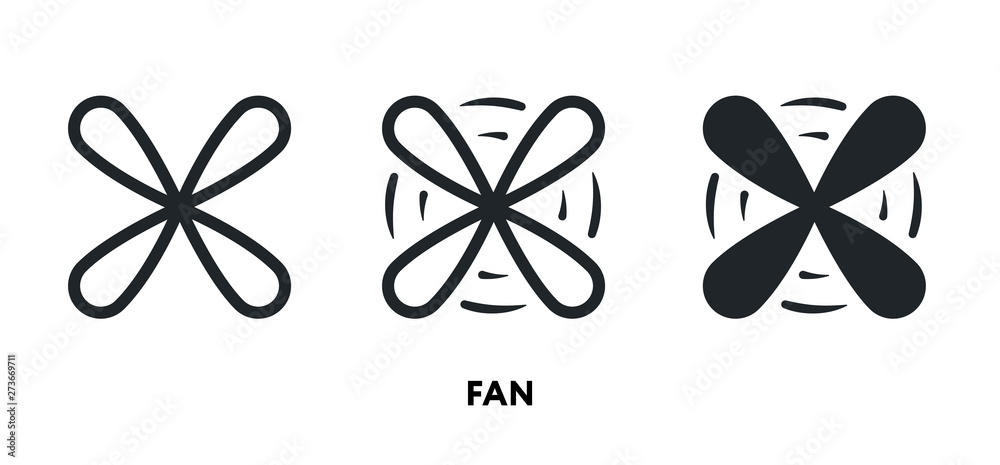 Fototapeta premium Air Fan Cooler Propeller. Blow Wind. Vector Flat Line Icon Illustration