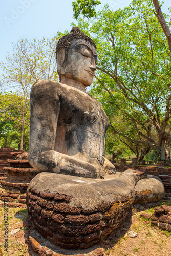 Buddha statue made Made from cement  in World heritage Kamphaeng Phet historical park  Thailand