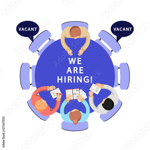 We are hiring illustration. HR, recruitment vector concept. Hr recruitment, employee hiring, team company