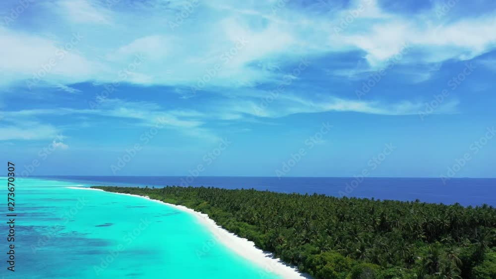 Exotic island in the crystal clear water of Caribbean sea, with palm trees and white sand beach aerial drone panoramic shot Exotic island in the crystal clear water of Caribbean sea, with palm trees and white sand beach aerial drone panoramic shot