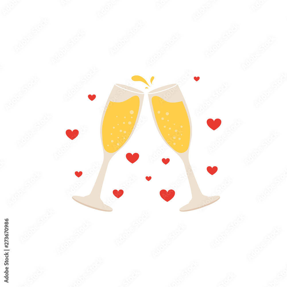 Champagne, romantic celebration vector illustration