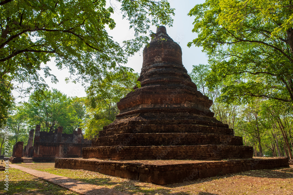 Wat temple in Kamphaeng Phet Historical Park Thailand.