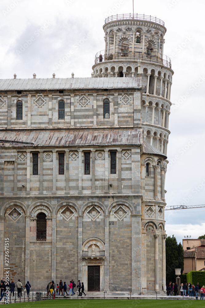 Pisa cathedral and leaning tower on Square of Miracles