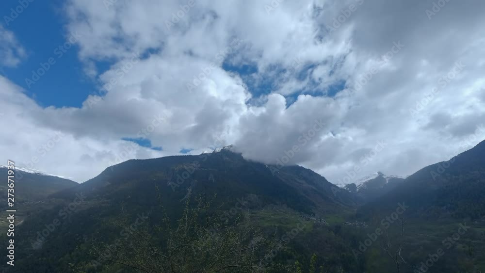 Time-lapse of mountains in the French Alps with blue sky and cloud movement. Time-lapse of mountains in the French Alps with blue sky and cloud movement.