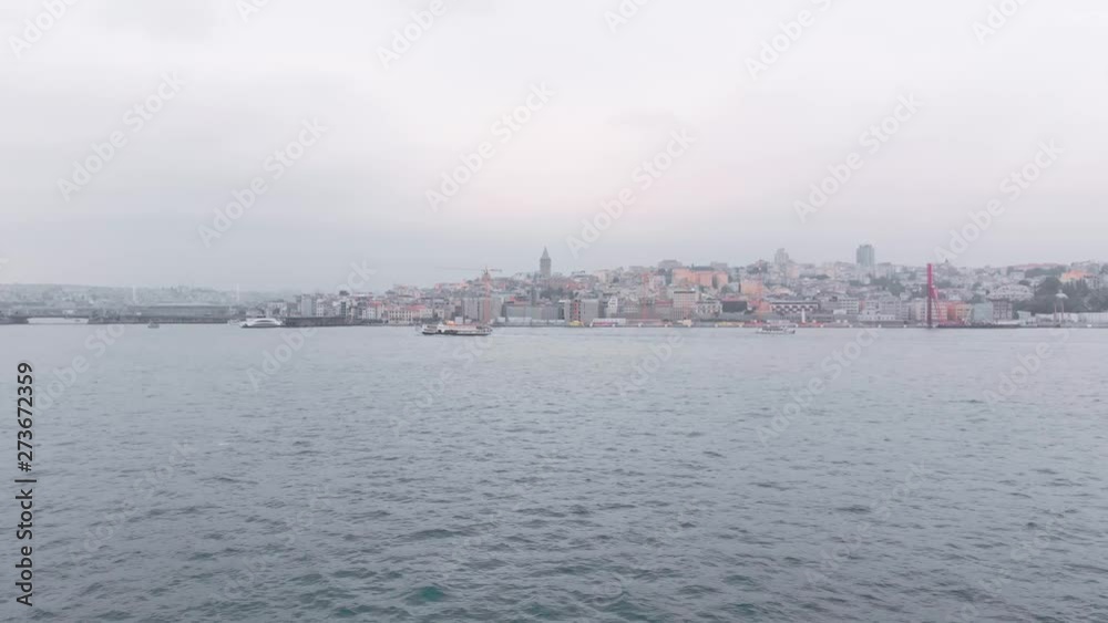 Flying over the golden horn river towards the northern part of the European side of Istanbul, Turkey. Flying over the golden horn river towards the northern part of the European side of Istanbul, Turkey.