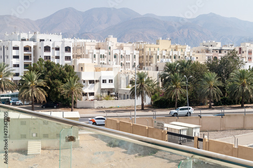 MUSCAT, OMAN - FEBRUARY 21, 2017: View from a house in Al Khuwair neighborhood in Muscat, Oman