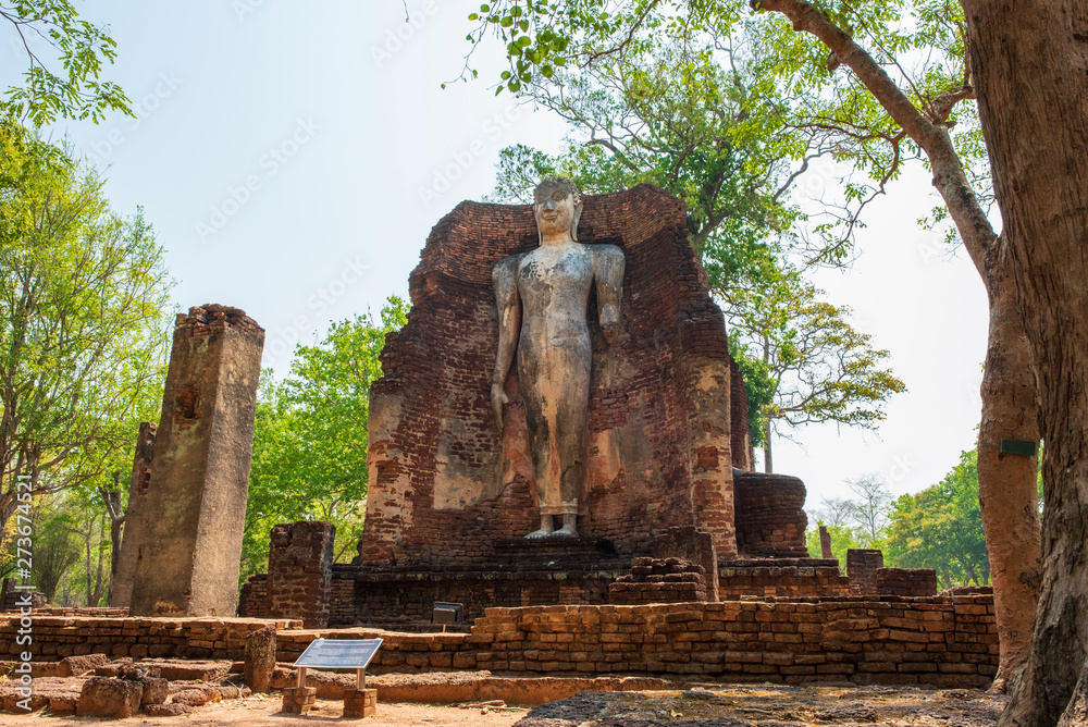 Wat temple in Kamphaeng Phet Historical Park Thailand.