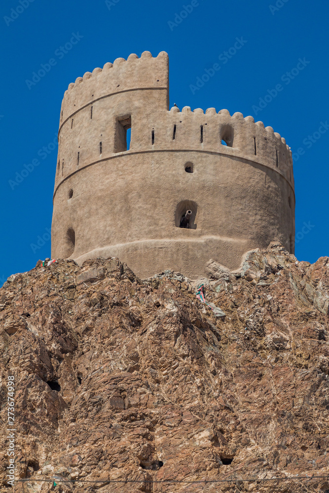 Watchtower in Muttrah neighborhood in Muscat, Oman