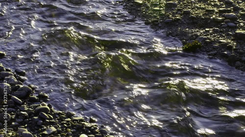 water stream corner to corner with gravel in sunlight water stream corner to corner with gravel in sunlight