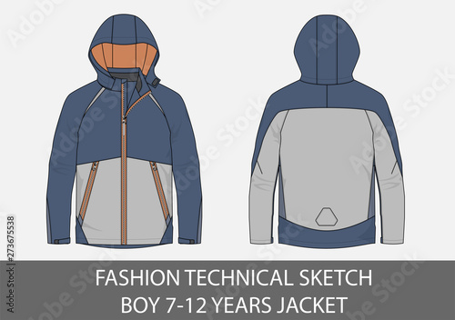 Fashion technical sketch  boy 7-12  jacket photo