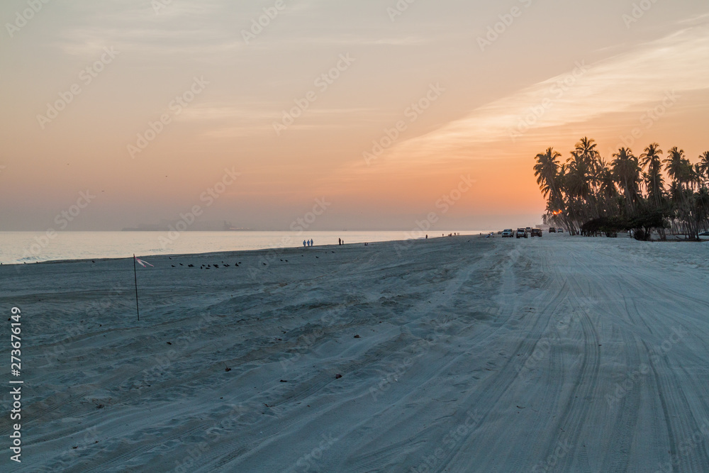 Sunset at the beach in Salalah, Oman