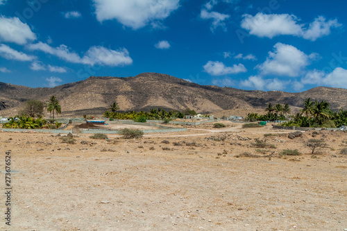 Small village at Wadi Dharbat near Salalah, Oman photo