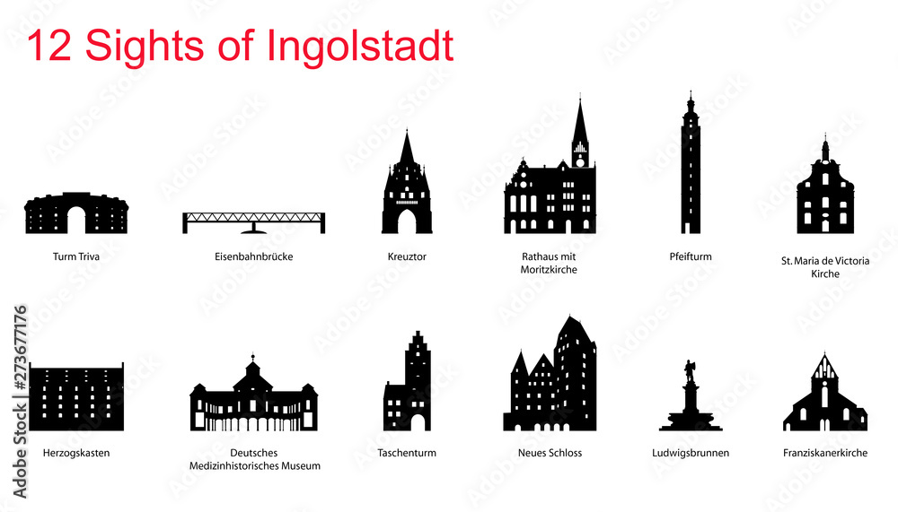 Fototapeta premium 12 sights of Ingolstadt
