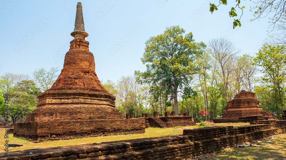 Wat temple in Kamphaeng Phet Historical Park Thailand.