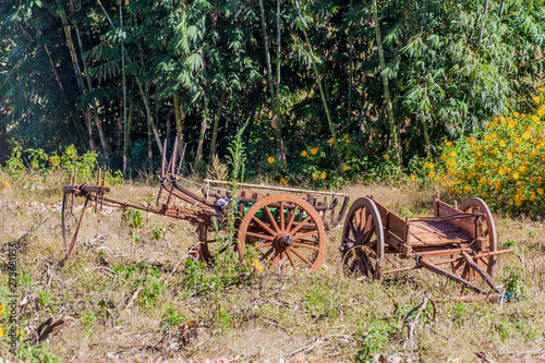 Wooden carts in the area between Kalaw and Inle, Myanmar photo