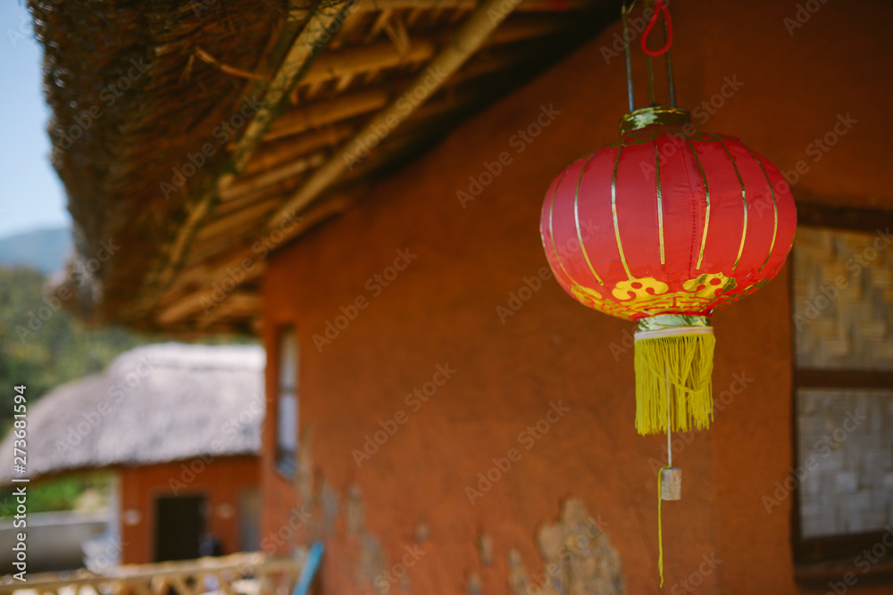 chinese red lantern in the Chinese village chinese red lantern in the Chinese village