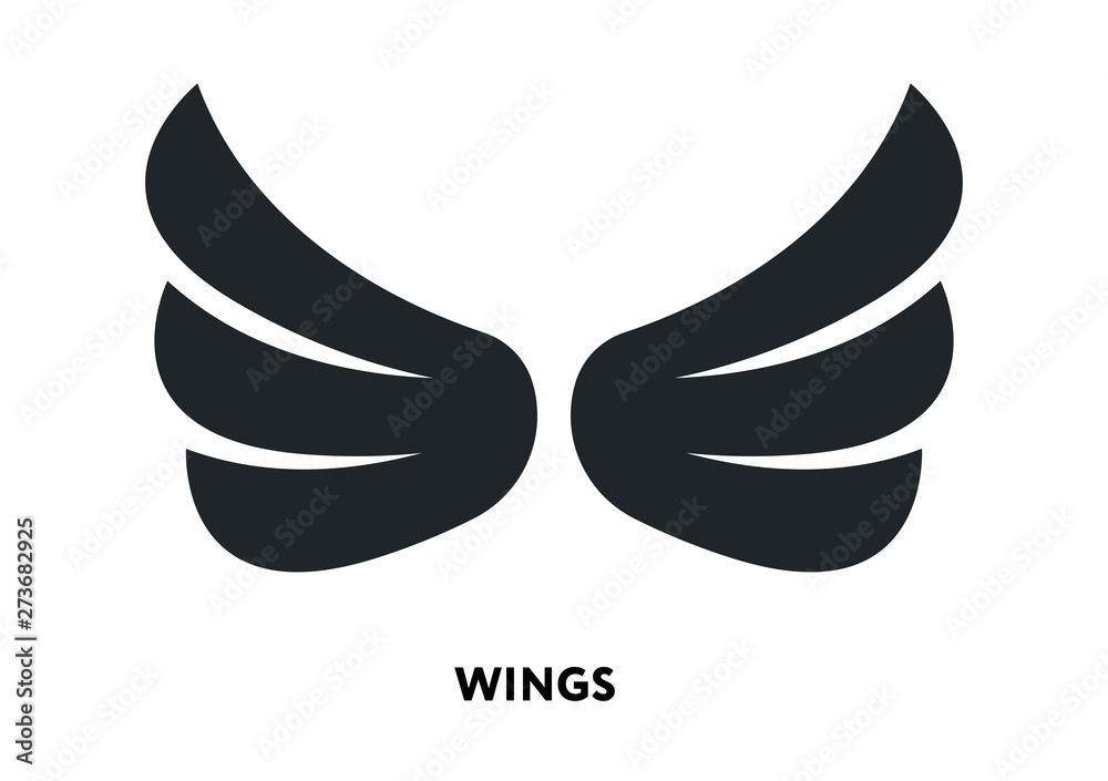 Wings Tattoo Flying Feather Freedom. Vector Flat Line Icon Illustration. Wings Tattoo Flying Feather Freedom. Vector Flat Line Icon Illustration.
