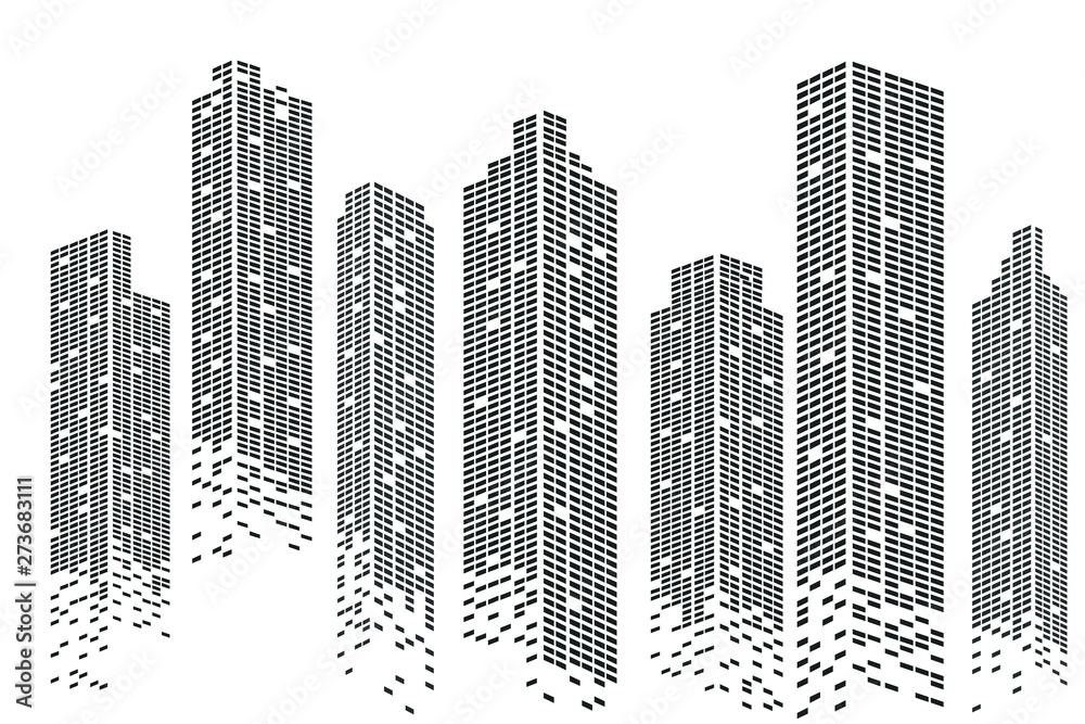 Building and City Illustration at night