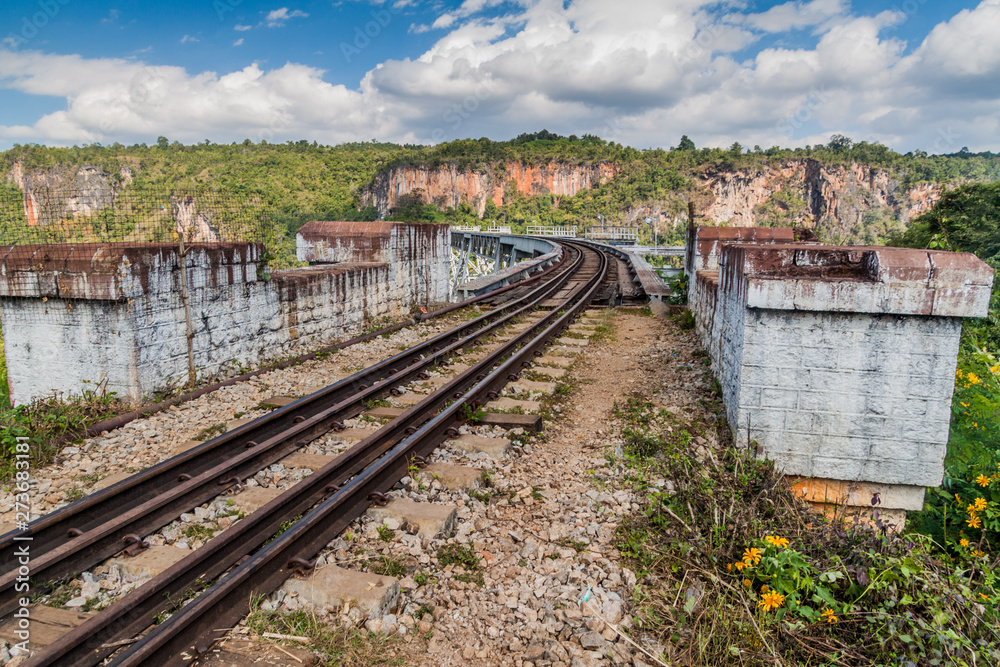 Gokteik (Goteik or Gok Teik) viaduct on the railway line Mandalay - Hsipaw, Myanmar