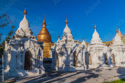 White stupas around Kuthodaw pagoda in Mandalay, Myanmar