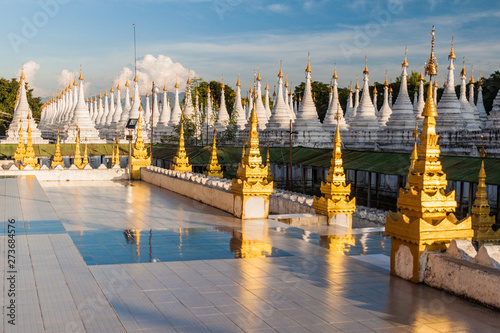 White stupas around Sandamuni (Sandamani or Sandar Mu Ni)  pagoda in Mandalay, Myanmar photo