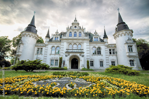 WROCLAW, POLAND - JUNE 16, 2019: Neoclassical Palace of the Saurma-Jeltsch family (built in 1886). Currently the seat of the Town and Commune Office in Jelcz-Laskowice near Wroclaw, Poland. photo