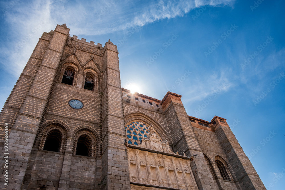 Main view of Cathedral of Avila, Spain