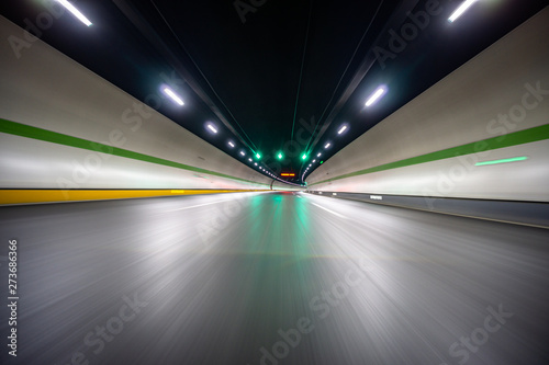 moving escalator in tunnel