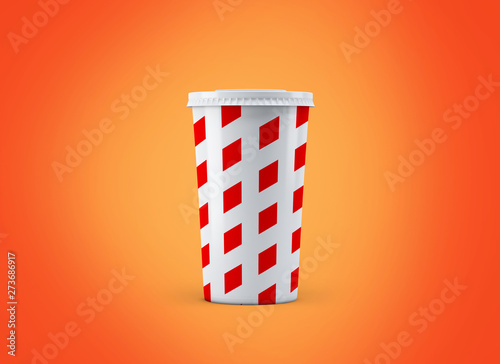 Soda cup. Paper cup on background. Take away cinema cola. Big cardboard cup of beverages to go mockup. 
