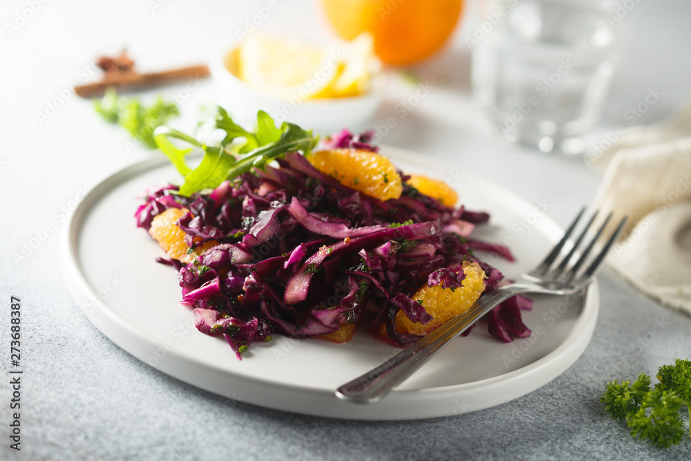 Red cabbage salad with fresh orange Red cabbage salad with fresh orange