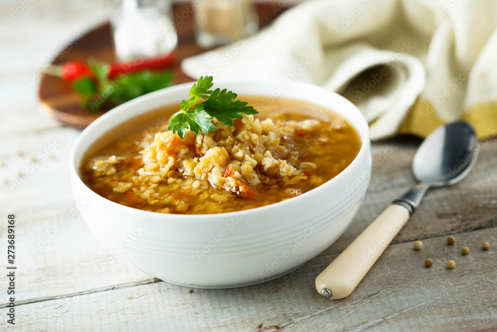 Homemade lentil soup with vegetables Homemade lentil soup with vegetables