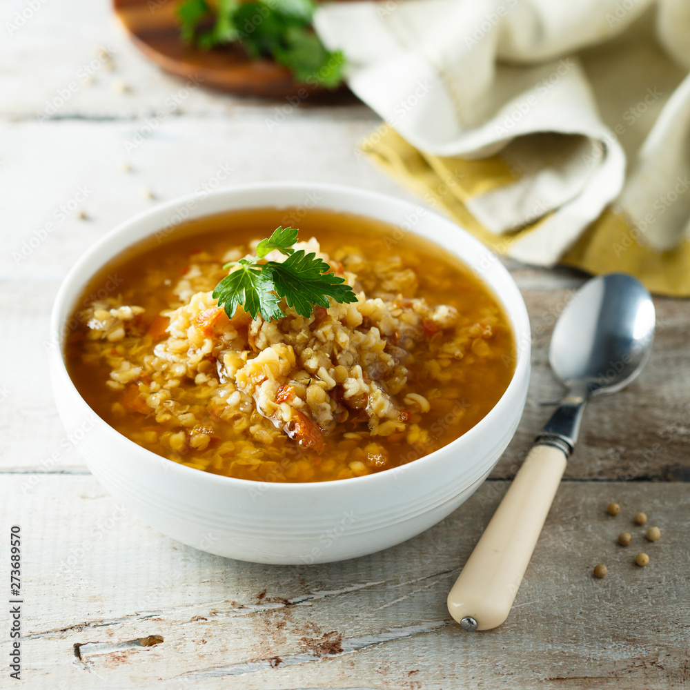 Homemade lentil soup with vegetables Homemade lentil soup with vegetables