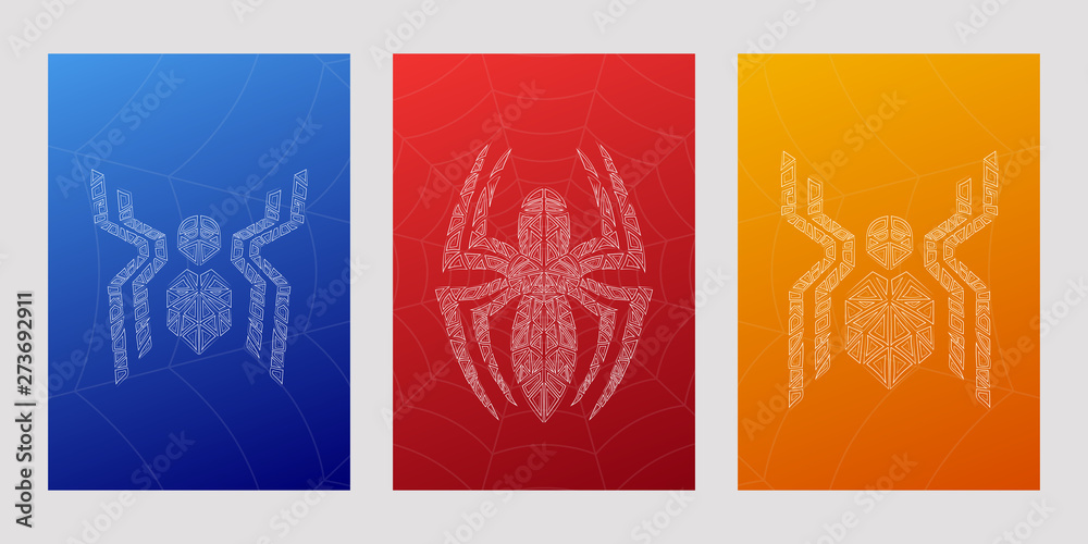 Naklejka premium Spiders symbols, grunge spider logo banner, poster design.