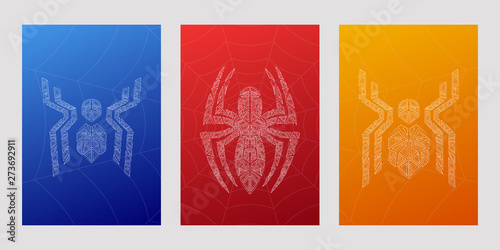 Fotografie, Obraz Spiders symbols, grunge spider logo banner, poster design.