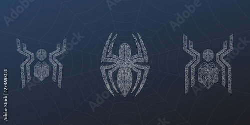 Spiders symbols, grunge spider logo banner, poster design.