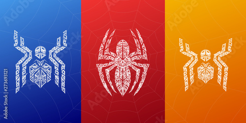 Fototapeta Spiders symbols, grunge spider logo banner, poster design.