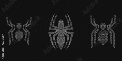Spider symbol, grunge spider logo banner, poster design.