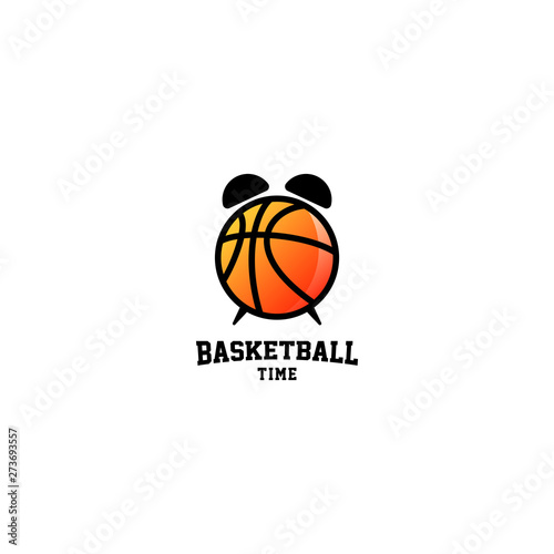 Basketball Time Logo Design Vector