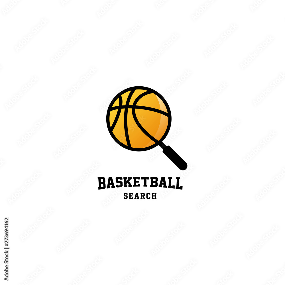 Basketball Search Logo Design Vector