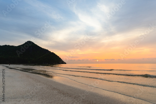 Tropical sunrise on the beach in Sam Roi Yot National Park  Thailand.