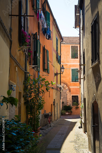 Albenga street view  Italy.